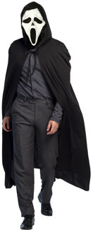 Carnaval Halloween verkleedkleding set - Scream masker - Cape met capuchon zwart - volwassenen One size