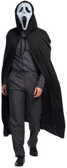 Carnaval Halloween verkleedkleding set - Scream masker - Cape met capuchon zwart - volwassenen One size