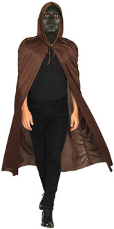 Carnaval Halloween verkleedkleding set - Zwart masker - Cape met capuchon bruin - volwassenen One size