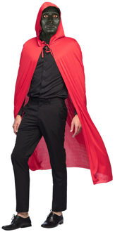 Carnaval Halloween verkleedkleding set - Zwart masker - Cape met capuchon rood - volwassenen - One size