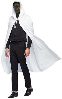 Carnaval Halloween verkleedkleding set - Zwart masker - Cape met capuchon wit - volwassenen One size