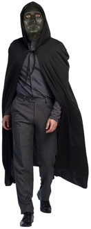 Carnaval Halloween verkleedkleding set - Zwart masker - Cape met capuchon zwart - volwassenen - One size