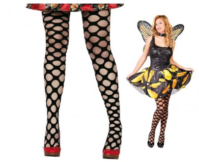 Carnaval netpanty zwart met ronde gaten