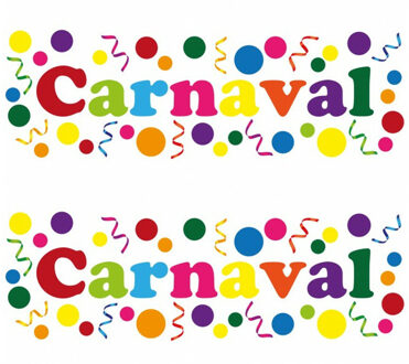 Carnaval/party decoratie raamsticker - 4x - gekleurde letters - versiering - 75 x 25 cm