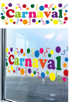 Carnaval/party decoratie raamsticker - gekleurde letters - versiering - 75 x 25 cm Multi