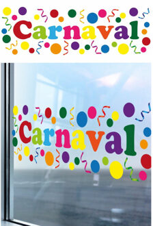 Carnaval/party decoratie raamsticker - gekleurde letters - versiering - 75 x 25 cm