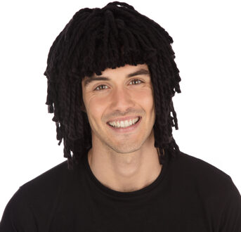 Carnaval rasta/reggae pruik met dreadlocks en pony - zwart- verkleed accessoires