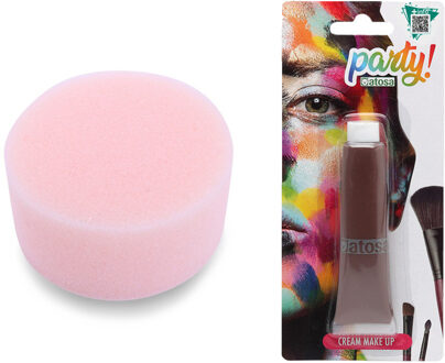 Carnaval schmink - Bruin - met sponsje - Gezicht/lichaam - 30 ml - grimeren - kind/volwassenen