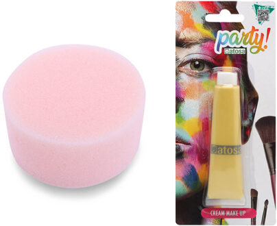 Carnaval schmink - Geel - met sponsje - Gezicht/lichaam - 30 ml - grimeren - kind/volwassenen