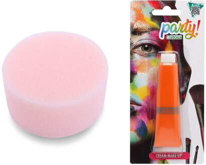 Carnaval schmink - Oranje - met sponsje - Gezicht/lichaam - 30 ml - grimeren - kind/volwassenen