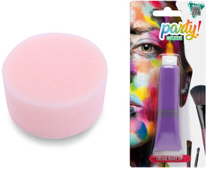 Carnaval schmink - Paars - met sponsje - Gezicht/lichaam - 30 ml - grimeren - kind/volwassenen