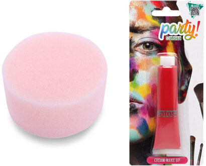 Carnaval schmink - Rood - met sponsje - Gezicht/lichaam - 30 ml - grimeren - kind/volwassenen