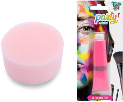Carnaval schmink - Roze - met sponsje - Gezicht/lichaam - 30 ml - grimeren - kind/volwassenen