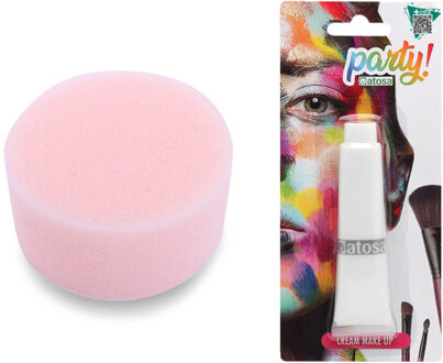 Carnaval schmink - Wit - met sponsje - Gezicht/lichaam - 30 ml - grimeren - kind/volwassenen