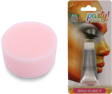 Carnaval schmink - Zilver - met sponsje - Gezicht/lichaam - 13 ml - grimeren - kind/volwassenen