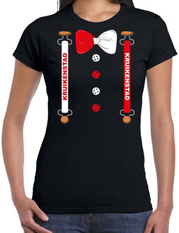 Carnaval stad Kruikenstad / Tilburg bretels en strik verkleed shirt zwart voor dames M