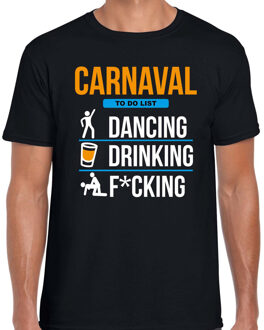 Carnaval t-shirt to do list zwart heren - Foute Carnaval outfit S