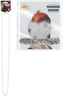 Carnaval verkleed accessoire set - dames hoofdband en parelketting - charleston/jaren 20 stijl