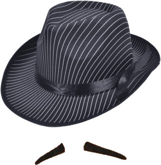 Carnaval verkleed accessoires set - Maffia/gangster - zwart - polyester - volwassenen