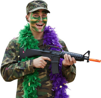 Carnaval verkleed accessoires Soldaat - volwassenen - Leger pet - geweer zwart van 62 cm