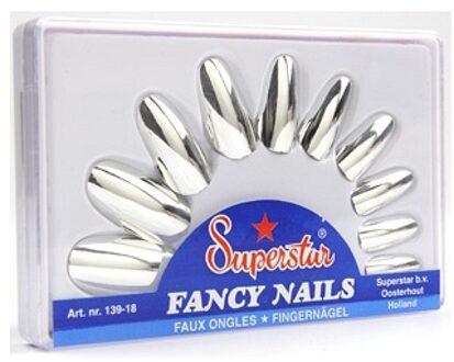 Carnaval verkleed artikel - Zilveren nep kunstnagels - volwassenen - opplakken