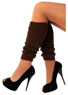 Carnaval verkleed beenwarmers - bruin - dames - Eighties stijl - 100% Acryl stof
