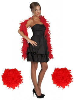 Carnaval verkleed boa - 1x - veren boa - rood - 180 cm - dames - veertjes