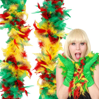 Carnaval verkleed boa - 2x - rood/geel/groen - Limburg/maastricht - 180 cm - Feest boa