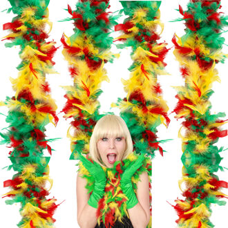 Carnaval verkleed boa - 4x - rood/geel/groen - Limburg/maastricht - 180 cm - Feest boa