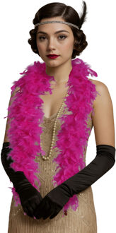 Carnaval verkleed boa met veren - fuchsia roze - 80 gram - themafeest