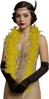 Carnaval verkleed boa met veren - geel - 80 gram - themafeest