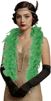 Carnaval verkleed boa met veren - groen - 80 gram - themafeest