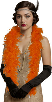 Carnaval verkleed boa met veren - oranje - 80 gram - themafeest