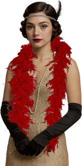 Carnaval verkleed boa met veren - rood - 80 gram - themafeest