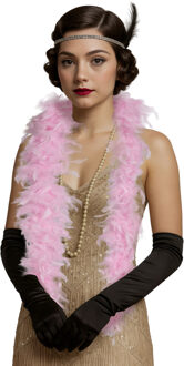 Carnaval verkleed boa met veren - roze - 80 gram - themafeest