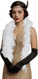 Carnaval verkleed boa met veren - wit - 80 gram - themafeest