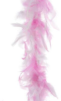 Carnaval verkleed boa met veren - wit/roze - 200cm - 45gr - Glitter and Glamour