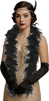 Carnaval verkleed boa met veren - zwart - 80 gram