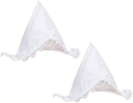 Carnaval verkleed Boerinnen hoofdkapje - 2x - wit - voor dames - boerderijleven - Volendams kostuum