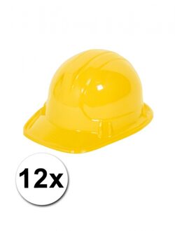 Carnaval verkleed bouwhelm - 12x - geel - voor kinderen - kunststof - bob bouwer
