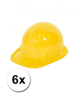Carnaval verkleed bouwhelm - 6x - geel - voor kinderen - kunststof - bob bouwer