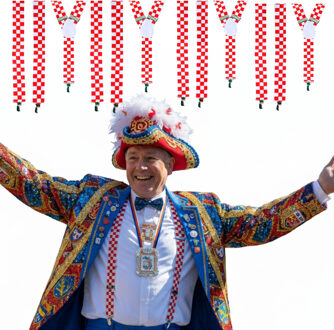 Carnaval verkleed bretels Brabant - 5x - Rood met wit geblokt - volwassenen