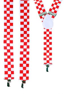 Carnaval verkleed bretels Brabant - Rood met wit geblokt - volwassenen Multi