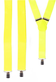 Carnaval verkleed bretels - fluor geel - polyester - volwassenen/heren/dames