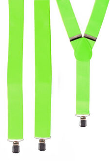 Carnaval verkleed bretels - fluor groen - polyester - volwassenen/heren/dames