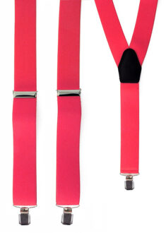 Carnaval verkleed bretels - fluor roze - polyester - volwassenen/heren/dames