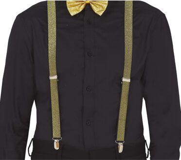 Carnaval verkleed bretels - goud glitter - volwassenen/heren/dames