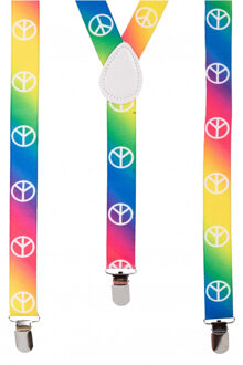 Carnaval verkleed bretels - hippie/peace/sixties - polyester - volwassenen/heren/dames Multi