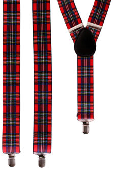 Carnaval verkleed Bretels in Schotse tartan ruit - rood - Schotland - Volwassenen Multi