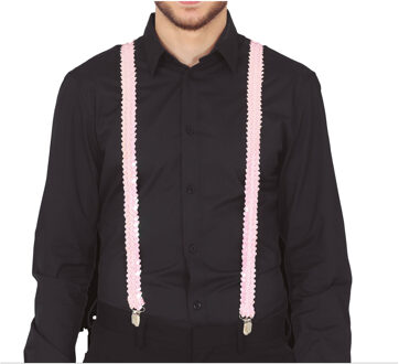 Carnaval verkleed bretels - pailletten lichtroze - volwassenen/heren/dames